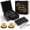 Black, variant on Whiskey Stones and Glasses Gift Set for Men - 2 Crystal Bourbon Scotch Glasses, 8 Granite Cooling Rocks, Wooden Tray & Coasters , Black