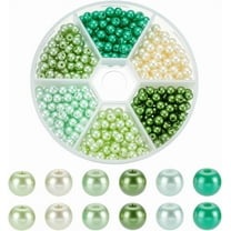 150pcs 6 Colors Pearl Beads 4mm Green Glass Beads Round Satin Pearls Craft Bead Spacer Bead for Summer Spring Jewellery Making Bracelet Necklace DIY Crafts diy