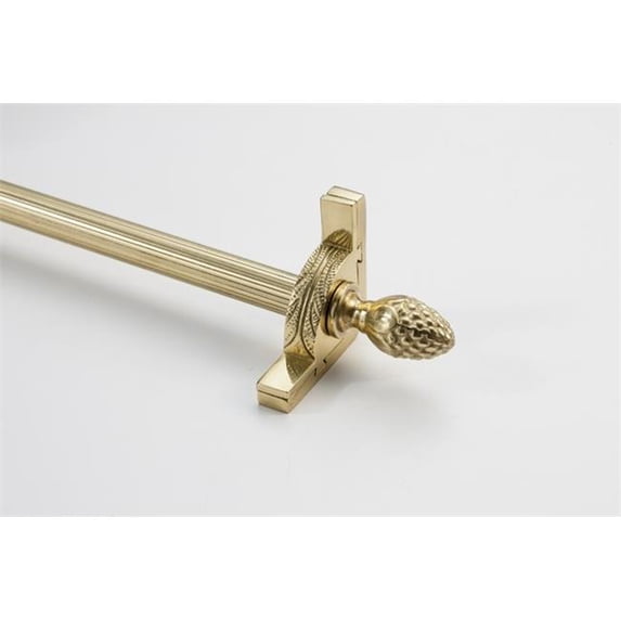 Zoroufy 01541-03586 72 in. Dynasty Fluted Tubular Stair Rod Set with Decorative Brackets Pineapple Finials in Polished Brass
