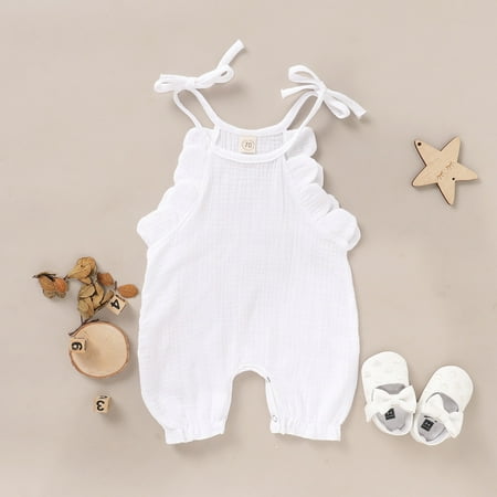 

Girls Clothes Baby Boys Girls Sleeveless Solid Print Ruffles Romper Jumpsuit Clothes 80