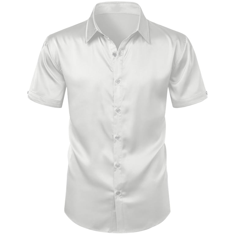 LODIENY Men's Muscle Dress Shirts Solid Short Sleeve Dress Party Shirts  Athletic Slim Fit Stretch Business Casual Button Down Shirt White XXXL -  Walmart.com