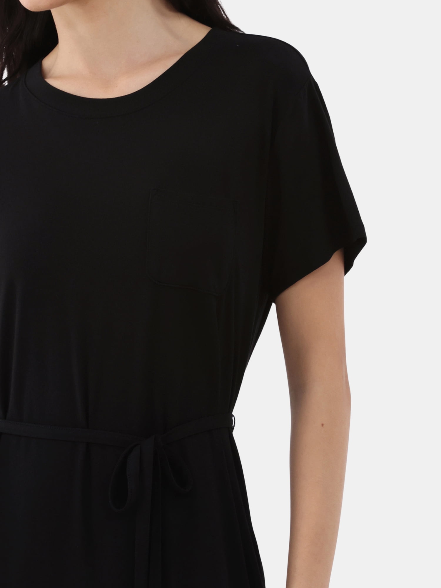 Time and Tru Women's and Women's Plus Belted Dress with Short Sleeves, Sizes XS-4X