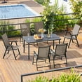 thumbnail image 2 of Patio Dining Chairs Set of 2 with Armrests, Outdoor Folding Chairs with Metal Frame and Backrest for Lawn, Garden, Yard and Poolside, 2 of 6