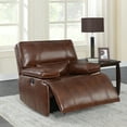 thumbnail image 2 of Southwick Pillow Top Arm Power Glider Recliner Saddle Brown, 2 of 8