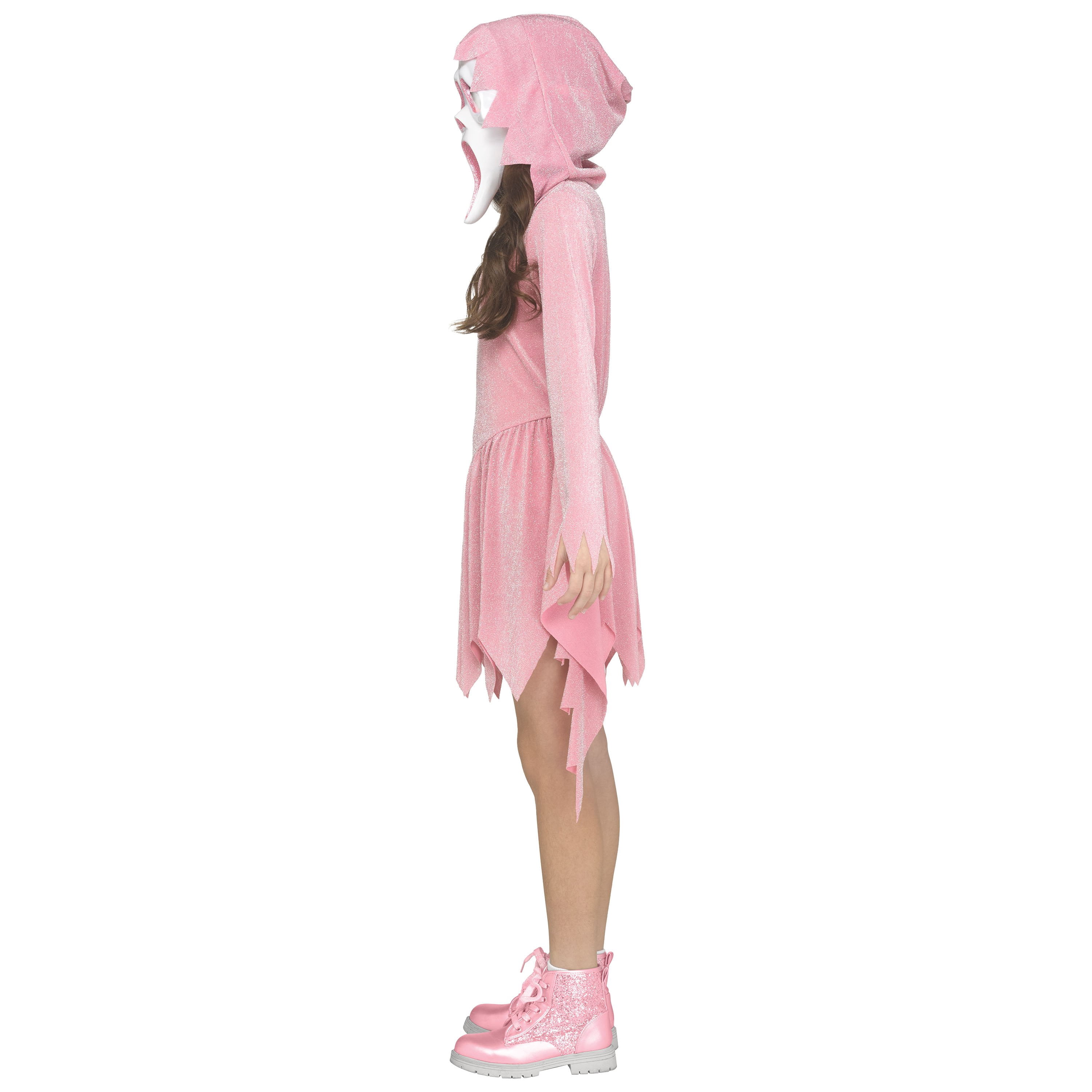Scream Pink Glitter Ghost Face Halloween Costume for Children, 2-Piece, Girls' Size L (10/12), by Fun World