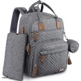 thumbnail image 1 of Mochila pañales iniuniu, grande niños/niñas, impermeable, bolsa pañales, cambiador lavable, estuche chupete, correas cochecito (gris), 1 of 3