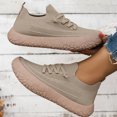 thumbnail image 5 of Women Breathable Knit Slip On Sneakers, Lace Up Walking Shoes, Lightweight Thick Platform Non Slip Comfort Casual Running Trainers Khaki 6.5(38), 5 of 8