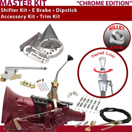 American Shifter TH200 Shifter Kit Chrome 8 in. E Brake Cable Clamp Clevis Trim Kit Dipstick for EE26B