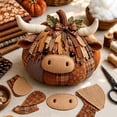 thumbnail image 4 of DIY Highland Cow Fabric Pumpkin Sewing Kit, Hand-Stitched Plush Halloween Decor with Horns, Rustic Autumn Table Centerpiece, 7.9x5.9x1.2 Inch, 1 Count, 4 of 7