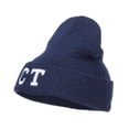 thumbnail image 2 of CT Connecticut Embroidered Long Beanie - Navy OSFM, 2 of 5