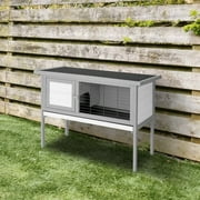 Ktaxon 36" Single Desk Waterproof Wooden Chicken Coop Poultry Cage Rabbit Hutch Gray