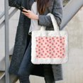 thumbnail image 7 of Yiaed Strawberry Print Fluffy Shoulder Bag Plush Bags Women Ladies Tote Bag Fluffy White Furry Purse Handbag for Autumn and Winter, 7 of 7