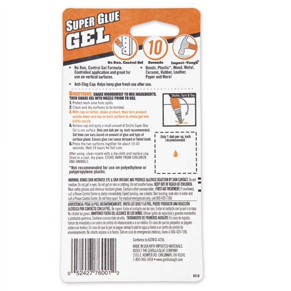 "Super Glue Gel, 0.53 Oz, Dries Clear | Bundle of 5 Each"