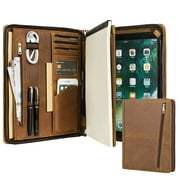 Professional Slim Padfolio Organizer Genuine Leather Compact Portfolio Case with Letter Size (A4) Paper Notepad, Business Carrying Case (10.2"/10.5"/11" iPad Pro/Air 3, Vintage)