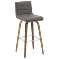 thumbnail image 2 of Armen Living Vienna Walnut Swivel Bar Stool 29 1/2" High Modern Gray Upholstered Cushion with Low Backrest Footrest for Kitchen Counter Height Island, 2 of 8