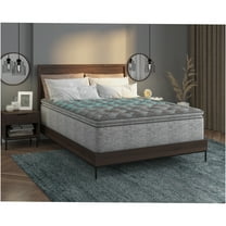 JERFIT 14" Hybrid Cooling Gel Memory Foam Mattress, Plush Euro Top with Pocket Coils, Motion Isolation, Queen Size, Grey Blue