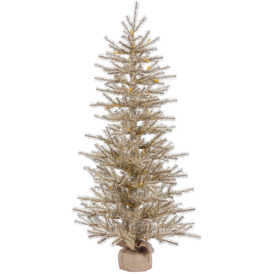 Vickerman 48" Mocha Tinsel Artificial Christmas Tree, Unlit Walmart
