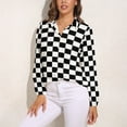 thumbnail image 3 of Black And White Plaid Long Sleeve Blouse Woman Streetwear Casual Shirts Summer Oversize Woman Streetwear Clothing Birthday Present, 3 of 7