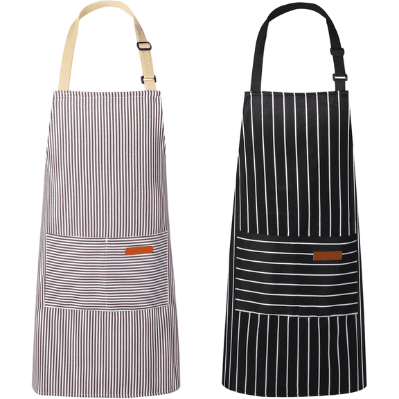 2 Pack Kitchen Chef Aprons 2 Pockets Unisex Adjustable Neck Strap For Men Women