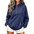 thumbnail image 3 of Quarter Zip Pullover Women Polo Shirts Womens Oversized Sweatshirt Mockneck Baggy Hoodie Travel Casual Airport Streetwear Airport Travel Outfit Plain Slouchy Football Sweatshirts Sweatshirts, 3 of 8
