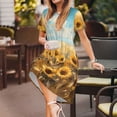 thumbnail image 3 of Lsque Sunflower Field Bliss Print Women's Casual Dress T-Shirt Summer Short Sleeve Scoop Neck Swing Dresses, 3 of 6