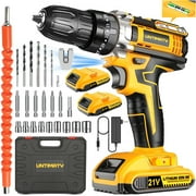UNTIMATY 21V Cordless Power Drill Set, Power Drill Driver Kit with 2 Lithium-ion Battery and Charger, 3/8-Inch Keyless Chuck, 2 Variable Speed, 25+3 Position and 25pcs Drill/Driver Bits