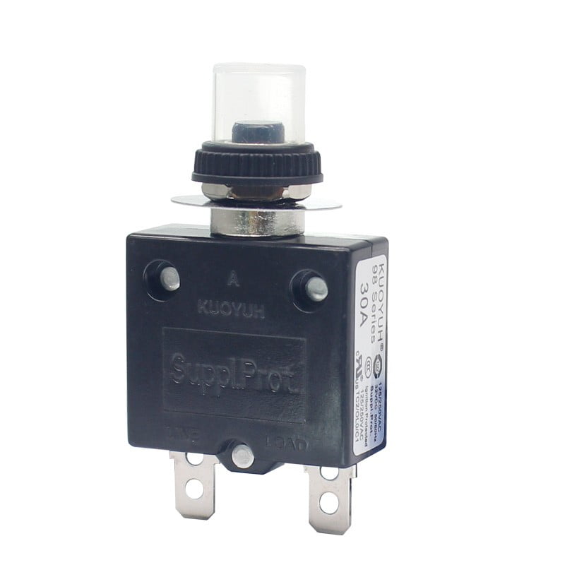 KUOYUH 30 Amp 125/250VAC 32/50VDC 98 Series Push-To-Reset Thermal Overload Protector Circuit Breaker