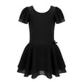 thumbnail image 2 of inlzdz Girls Ruffle Short Sleeve Ballet Dress One Piece Tank Leotard Team Competition Dancewear Black 7-8, 2 of 7