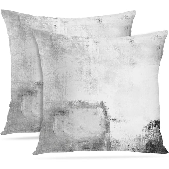 Throw Pillow Covers Modern Home Art Decor, 16 x 16 Inches Set of 2 Pillow Cases Decorative, Abstract Oil Painting Pillowcases for Bedroom, Living Room, Cushion Couch Sofa, Black White