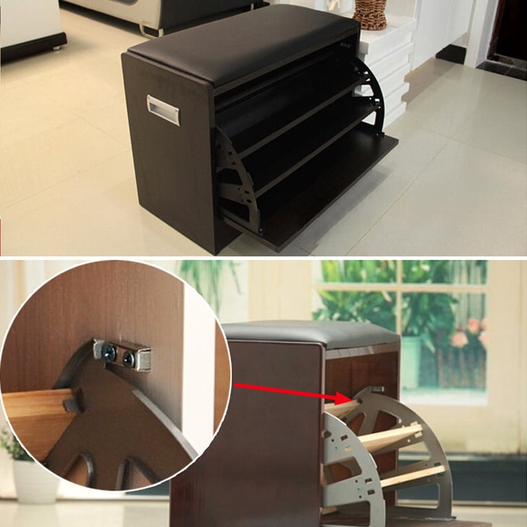 1 Pair 3-Layer Shoe Cabinet Flip Rack Hinges – Black Cold Rolled Steel, Space-Saving Drawer Hinge Replacement Fittings For Shoe Cabinets