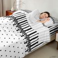 thumbnail image 4 of Castle Fairy Minimalism Vertical Band Queen Sheets 4 Pieces,Retro Lace Edge Queen Sheet Sets,Black White,1 Flat Sheet, 1 Fitted Sheet and 2 Pillowcases, 4 of 7