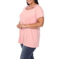 thumbnail image 2 of White Mark Women's Plus Size Crisscross Neck Short Sleeve Top, 2 of 5