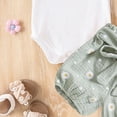 thumbnail image 5 of CAUYDY Toddler Girl Clothes Newborn Summer Fly Sleeve Romper & Cartoon Print Shorts & Bow Headband 3-Piece Set Outfit for Baby Infant Girls 6 9 12 18 Months (Sizes 18-24 Months,P5-Green), 5 of 7