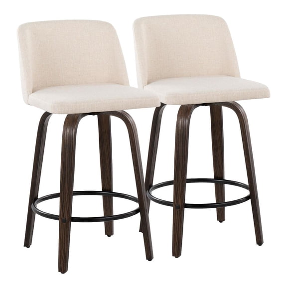 LumiSource Brown Toriano 26" Fixed Height Counter Stool - Set of 2