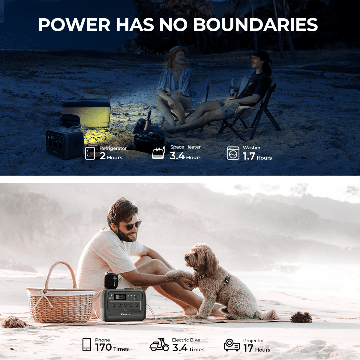BLUETTI PS72 700W Portable Power Station, 716Wh LiFePO4 Solar Generator for Windstorm & Off-Grid Living