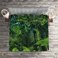 thumbnail image 3 of Ambesonne Plant Quilted Coverlet 3 Pcs, Green Untouched Nature, King Size, Forest Green, 3 of 4