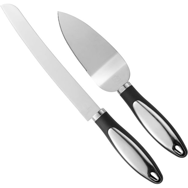 LUSHIG Wedding Cake Knife and Server Set with NonSlip Rubber Handle