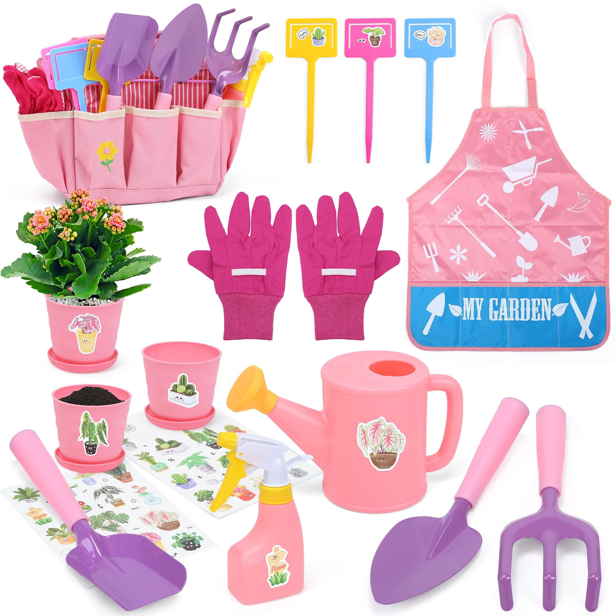 Set De Jardinería Para Niños 7 Piezas Con Delantal, Guantes, Sombrero Y Herramientas – Ideal Para Pequeños Jardineros