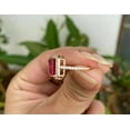 thumbnail image 3 of 3CT Emerald Cut Lab-Created Red Ruby & Diamond Halo Women's Ring Yellow Gold Plated Silver, 3 of 4