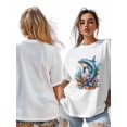 thumbnail image 7 of Women's T-Shirt Dolphin Starfish Short Sleeve Casual Tee Classic Crew Neck T Shirt for Women White, 3XL, 7 of 7