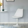 thumbnail image 4 of Mid-Century Modern White Tulip Side Chair with White Cushioned Seat - Stylish and Comfortable Polypropylene Swivel Accent Chair for Home Office, Living Room or Kitchen Bar, 4 of 7