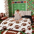 thumbnail image 5 of Erosebridal Cute Football Print Bedding Comforter Set, Simple Sports King Bedding Sets for Boys and Girls, Black Reversible 7 Pieces, 5 of 6
