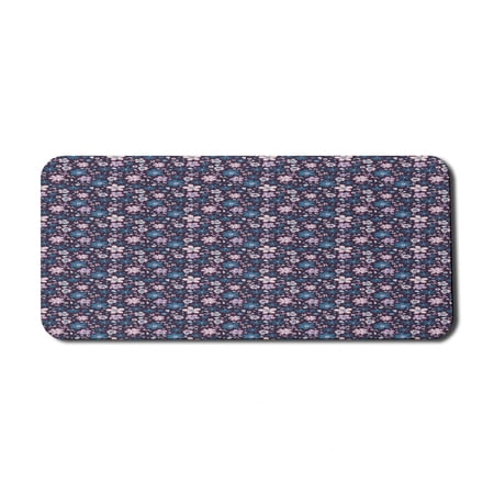 Floral Computer Mouse Pad  Various Colorful Flowers Print in Violet Tones Vintage Style Art  Rectangle Non-Slip Rubber Mousepad X-Large  35  x 15  Gaming Size  Sea Blue Lilac  by Ambesonne