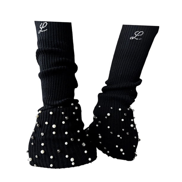 Calentadores de piernas para patinaje artístico, calcetines de pantorrilla, ropa ligera y cálida, accesorios anti Negro