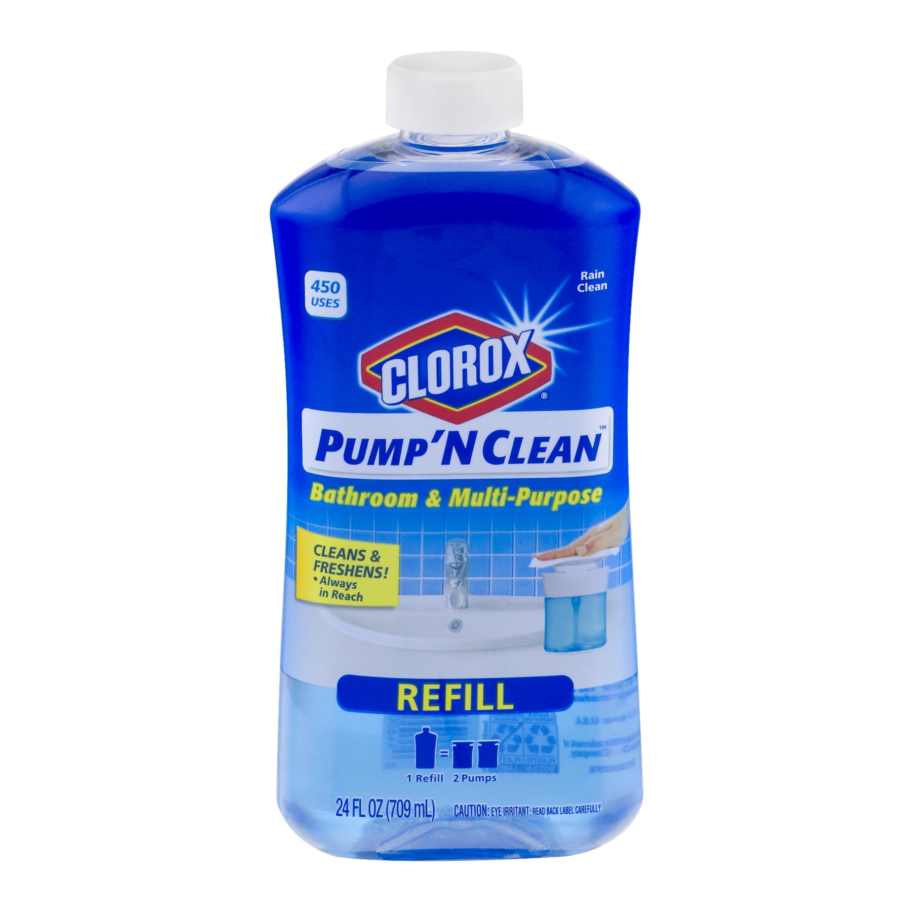 Clorox Pump 'N Clean Bathroom & MultiPurpose Refill Clean Rain, 24.0