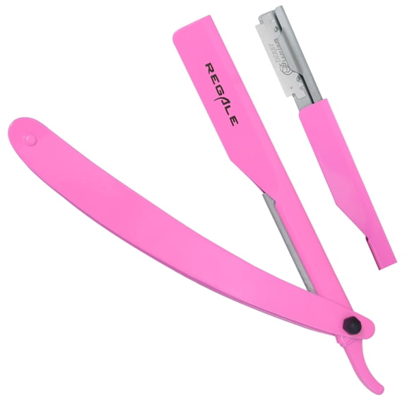 REGALE Professional Straight Razor Pink - Barber Shavette with Replaceable Blades, Classic Stainless Steel Barbero Shaver for a Smooth & Precise Shave, Premium Barber Razor for Men's Shaving