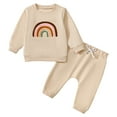 thumbnail image 3 of GYRATEDREAM Newborn Baby Girl Fall Winter Outfits Crewneck Pullover Rainbow Sweatshirt Stretch Pants Toddler Sweatsuit Outfit, 3 of 9