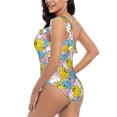 thumbnail image 4 of Zufioo Colorful Duck Print One-shoulder Ruffled One-piece Swimsuit, High Elastic Integrated Removable Chest Pad Swimsuit Suitable for Beach, Pool and Vacation-X-Large, 4 of 6