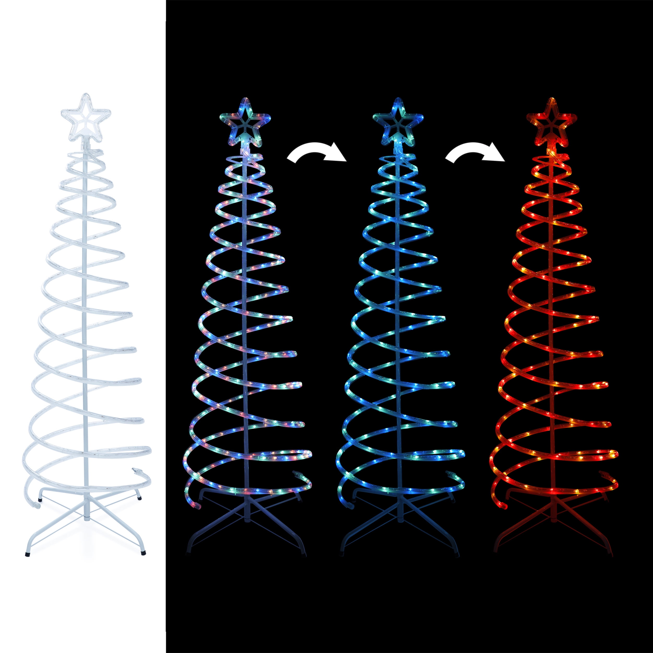 Alpine Corporation 59" Indoor/Outdoor Spiral Christmas Tree with LED