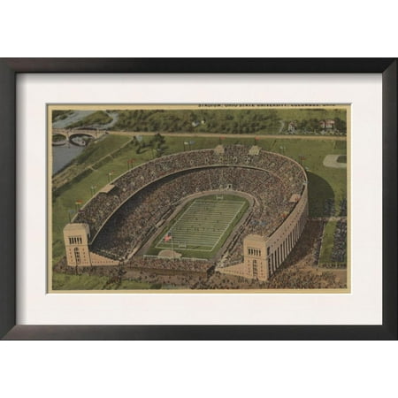 Air Framed - Columbus, Ohio - Ohio State University Stadium from Air Framed Art Print Wall Art